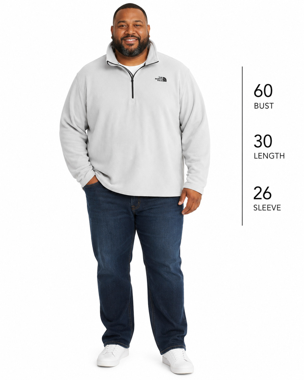 The North Face Mens Gray 1/4 Zip Fleece Long Sleeve Sweatshirt Pullover XXXL /3X
